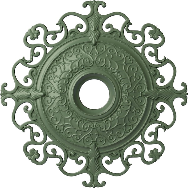 Ekena Millwork Orleans Ceiling Medallion (Canopies up to 8 1/4"), 38 3/8"OD x 6 5/8"ID x 2 7/8"P, Athenian Green CM38OLAGF - main
